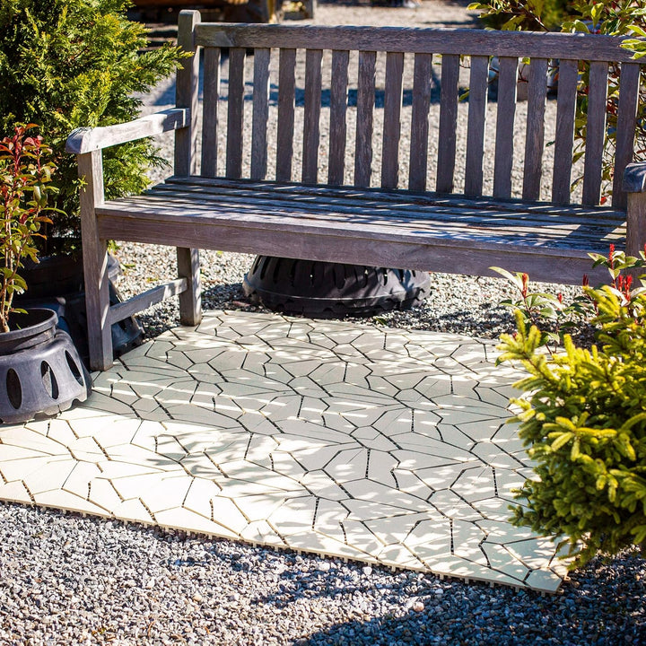 UPP Gartenplatten 30x30 cm Naturstein Optik | Wetterfester Kunststoff Bodenbelag | Klickfliesen für