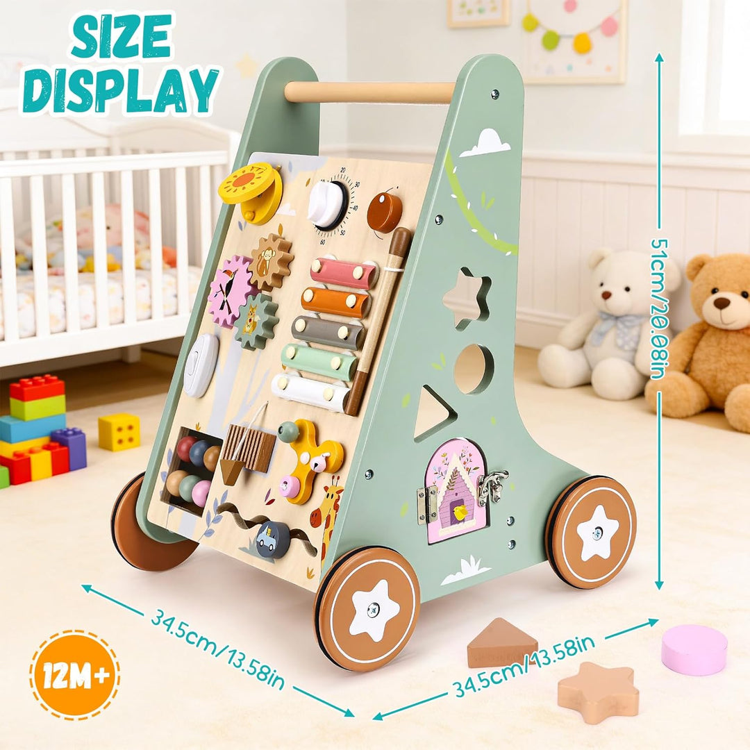 Highbird Lauflernwagen Holz, Montessori Lauflernspielzeug, Baby Lauflernhilfe Holz mit gummierten Ho