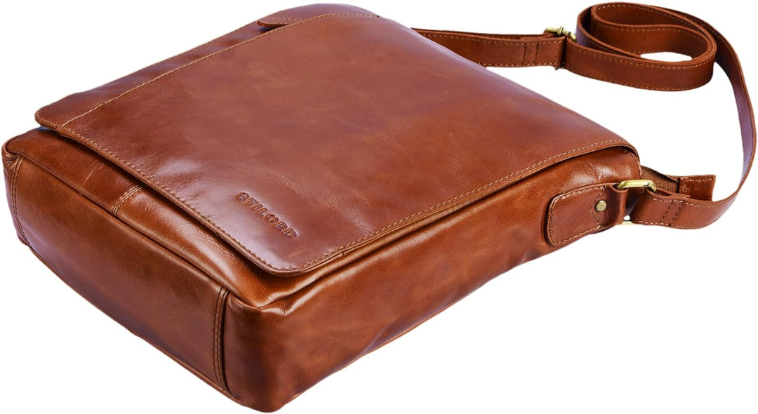 STILORD 'Paul' Umhängetasche Herren Leder Hochformat Messenger Bag im Vintage Design Ledertasche für