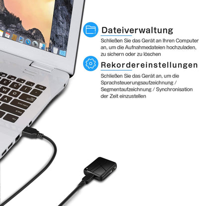 QZT Mini Aufnahmegerät, Diktiergerät - Stimmenaktivierung, Geräuschreduzierung, usb, One-Touch-Aufna