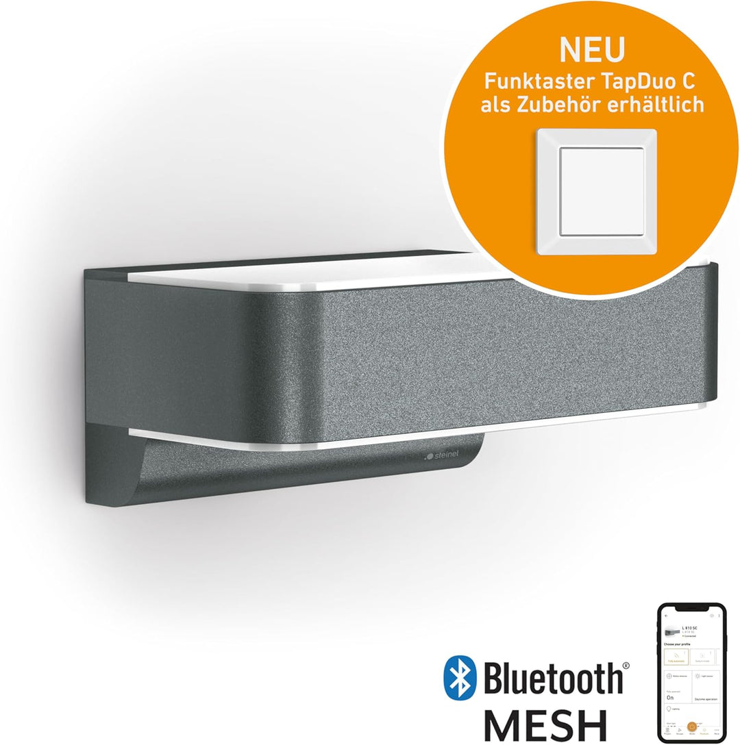 Steinel Aussenleuchte L 810 SC anthrazit, 9,8 W, LED Wandleuchte Connect, 160° iHF-Bewegungsmelder,