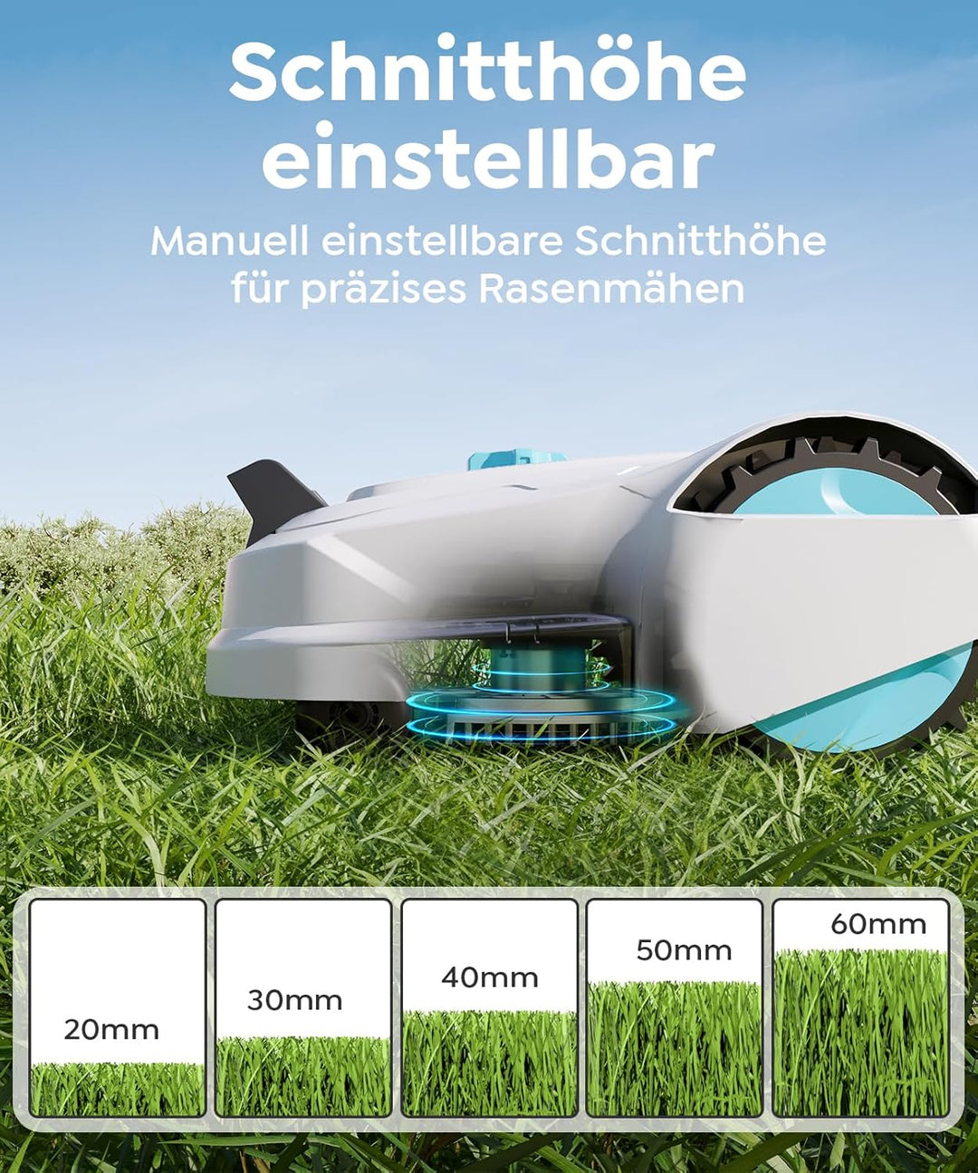 M800Plus Mähroboter ohne Begrenzungskabel, GPS & KI Vision, 800 m² Rasenmäher Roboter, U-förmiger Mä