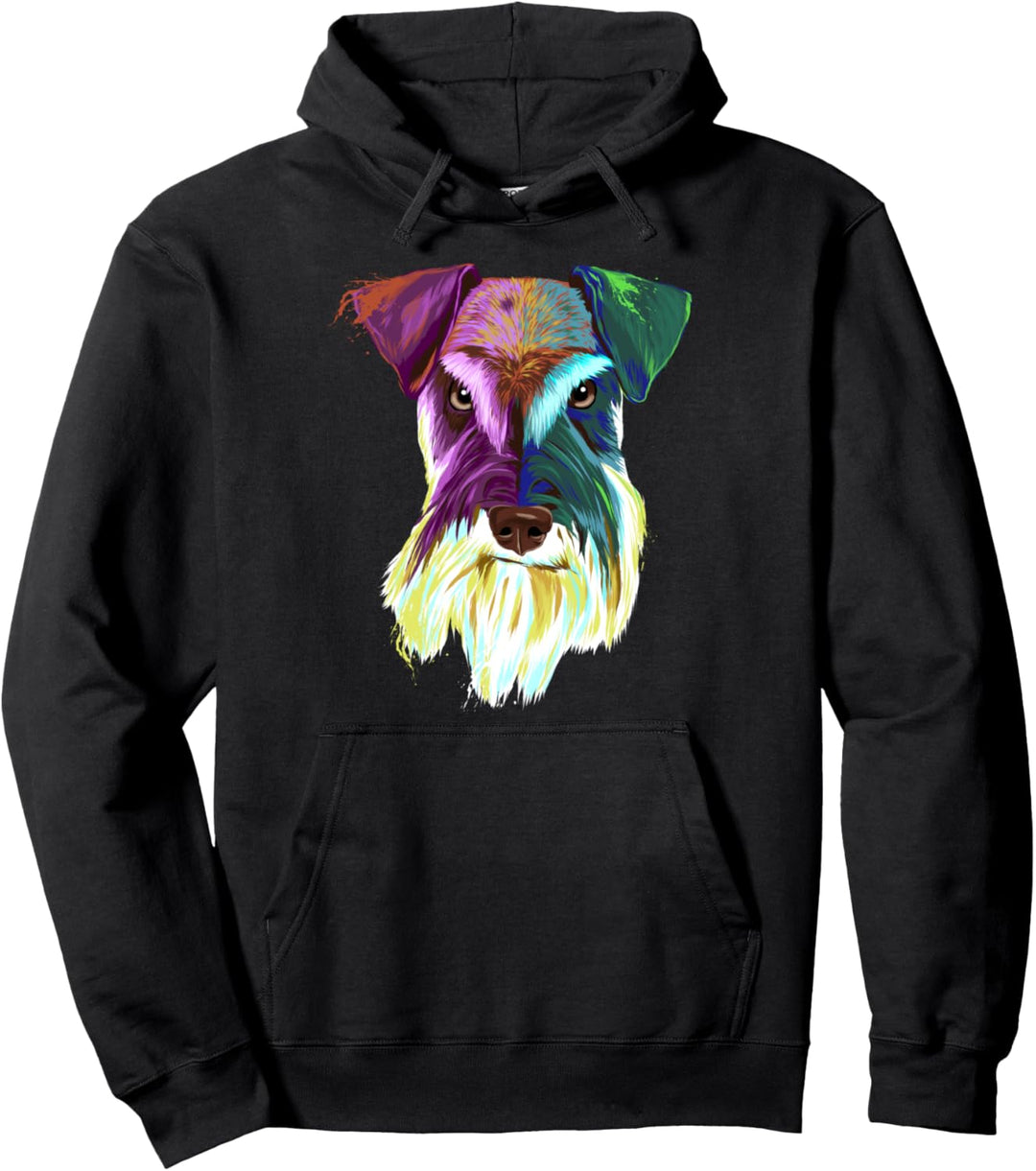 Bunter Hund Schnauzer Pullover Hoodie
