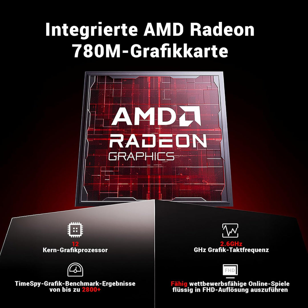 Mini PC Ryzen 7 H 255 (8/16, 3.8-4.9GHz), Radeon 780M, 16GB DDR5 5600MHz, 512GB PCIe 4.0 SSD, WLAN 6