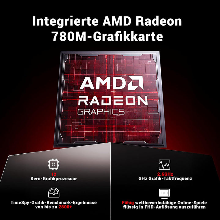 Mini PC Ryzen 7 H 255 (8/16, 3.8-4.9GHz), Radeon 780M, 16GB DDR5 5600MHz, 512GB PCIe 4.0 SSD, WLAN 6