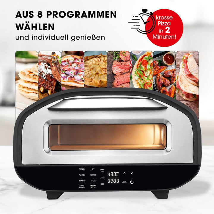GOURMETmaxx elektrischer Pizzaofen mit Pizzaheber | Touchdisplay, Timerfunktion, 7 Programme & DIY M
