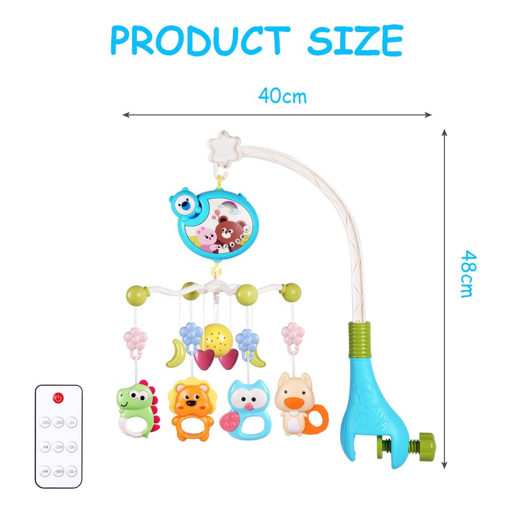 Aolso Babybett-Spielzeug, Mobile für Babybett, Baby Einschlafhilfe Musikspielzeug mit süssen Tieren,