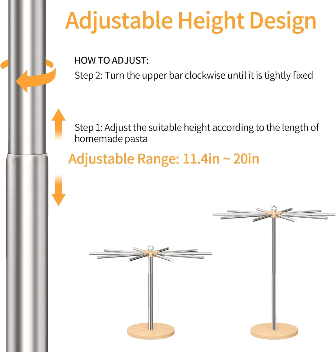 Nudel-Trockenständer, verstellbar, 304 Edelstahl, Nudelständer mit Griff, abnehmbarer Ständer, Nudel