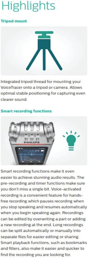 Philips VoiceTracer Audiorecorder DVT4110 digitales Diktiergerät Aufnahmegerät für Vorträge und Inte