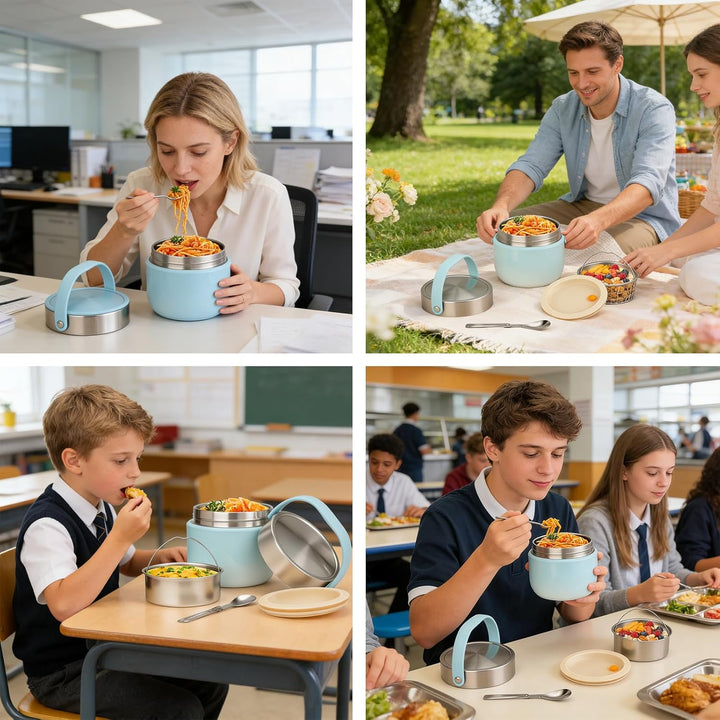VINATO 1.2L Thermobehälter Für Essen Thermo Lunchbox Bento Box Erwachsene mit Edelstahl, Auslaufsich