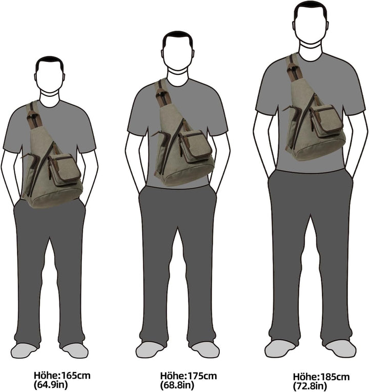KL928 Canvas Sling Bag Herren und Damen, Crossbody Brusttasche Schulterrucksack Schultertasche Rucks