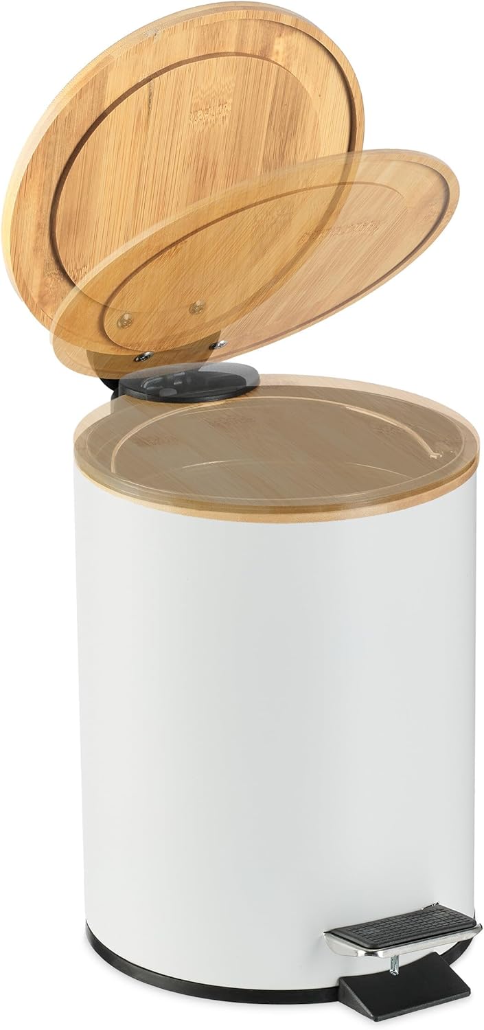 Relaxdays Kosmetikeimer, 3 Liter, Absenkautomatik, entnehmbarer Inneneimer, Bad Mülleimer, Metall, B