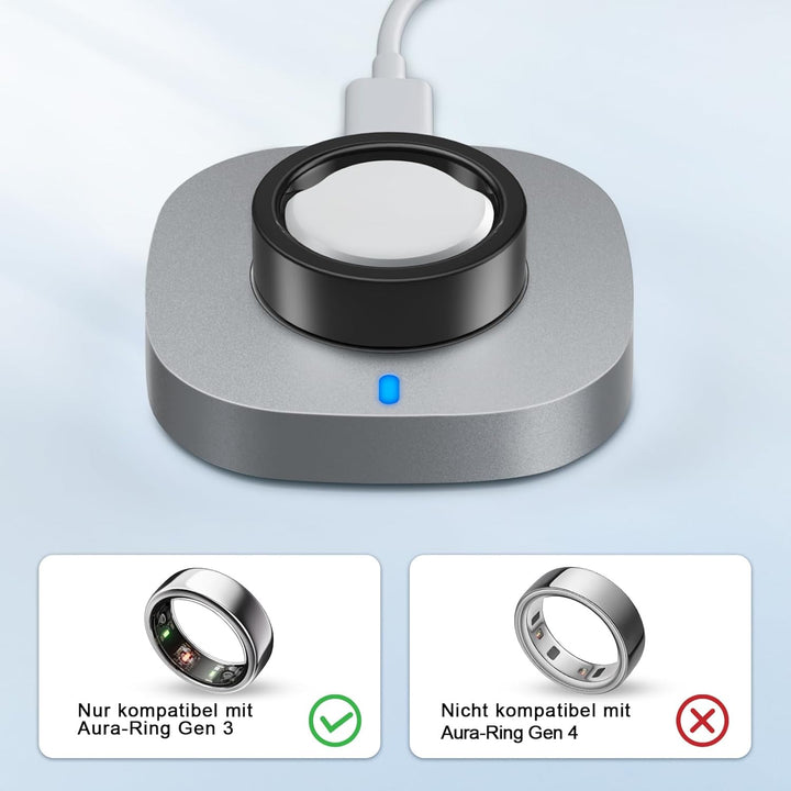 ZOOROO Ladegerät kompatibel mit Oura Ring Gen 3 Horizon/3 Heritage, Schnelllade-Dock mit USB C Kabel