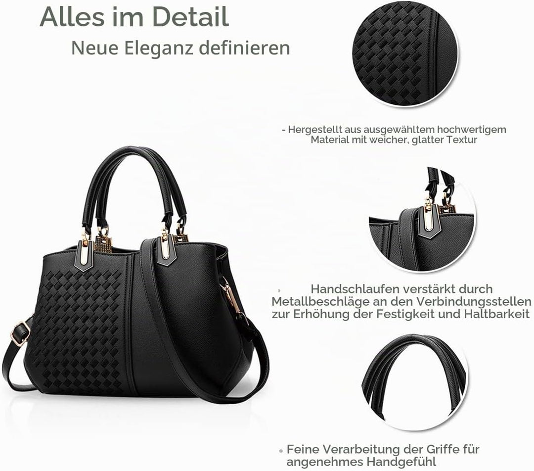NICOLE&amp;DORIS Frau Dame Handtaschen Schultertasche Taschen Shopper Umhängetasche PU Schwarz A, Schwar
