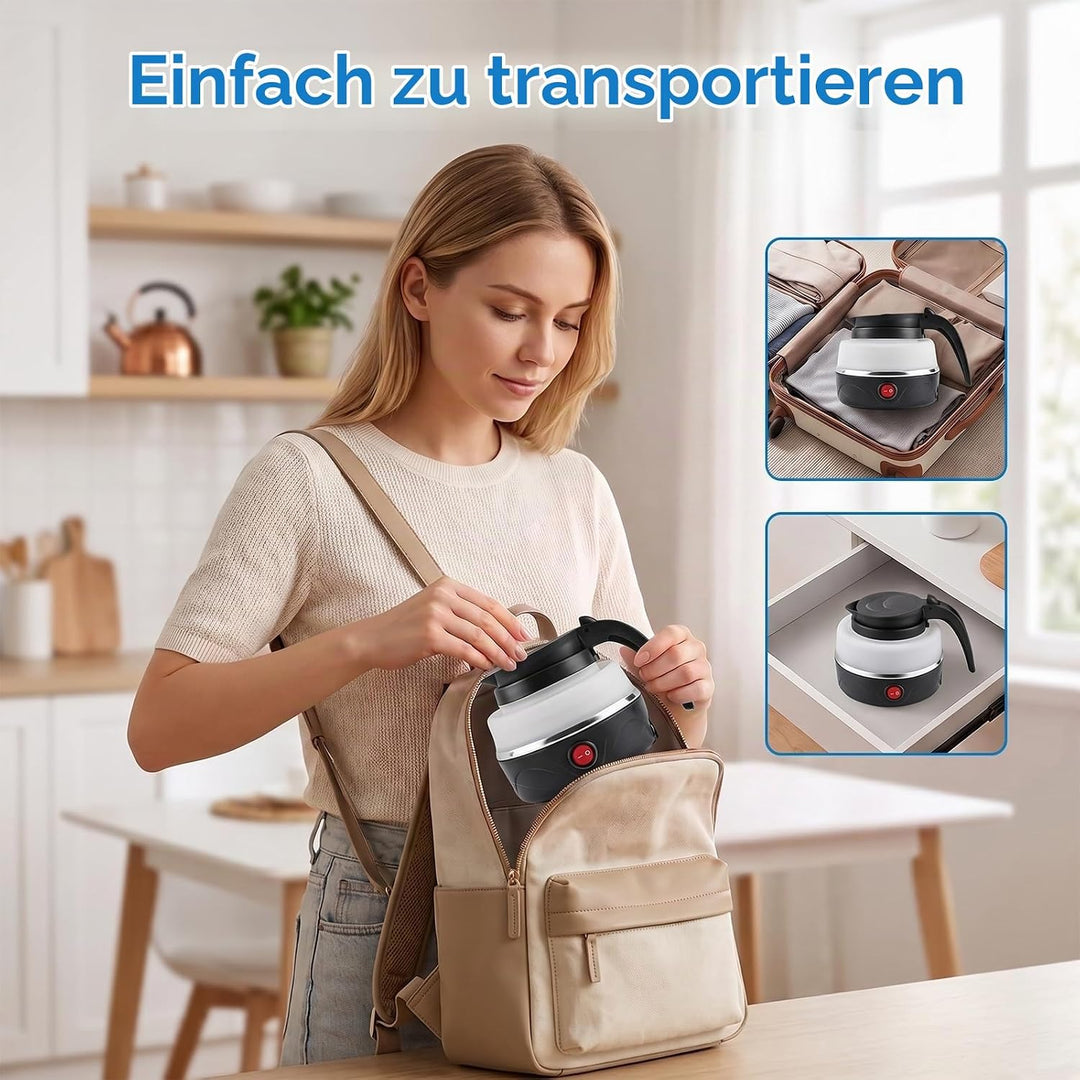 Faltbarer Wasserkessel, 600ml Wasserkocher Faltbarer, Camping Wasserkocher Wasserkessel Tragbarer Mi