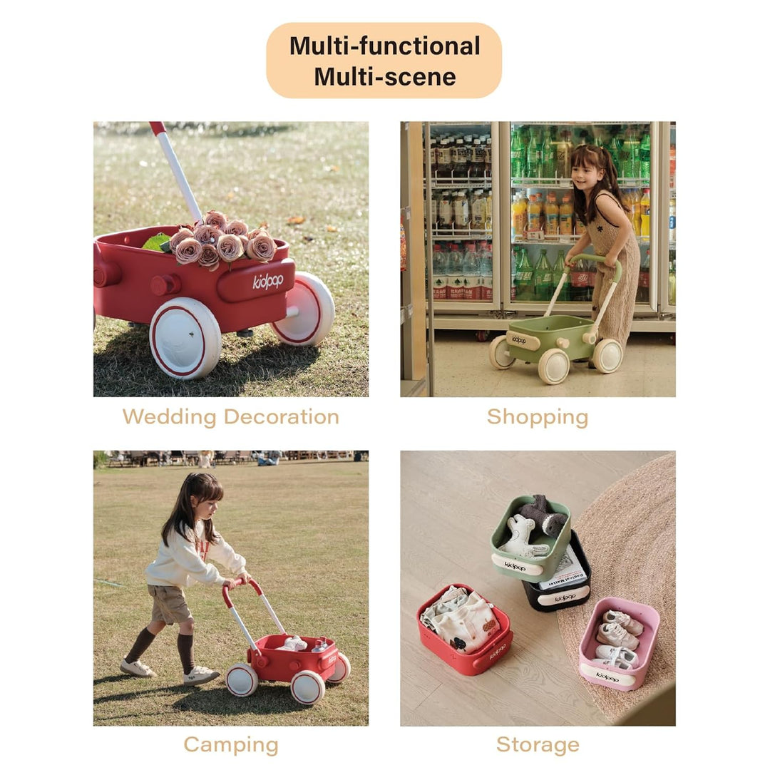 Kidpop PULA 2-in-1 Lauflernwagen Baby Push Pull Lauflernhilfe Spielzeug,4-in-1-Lauflernhilfe mit Räd