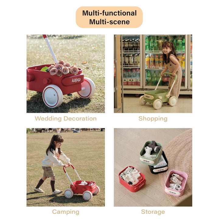 Kidpop PULA 2-in-1 Lauflernwagen Baby Push Pull Lauflernhilfe Spielzeug,4-in-1-Lauflernhilfe mit Räd