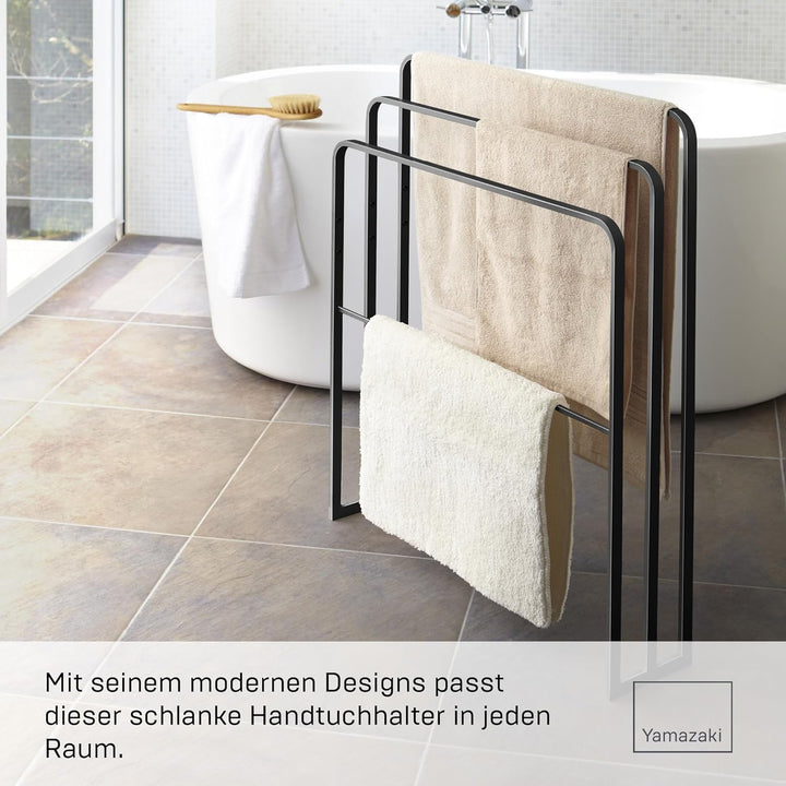 Bath towel hanger with 3 bars - Tower - Black Schwarz, Schwarz