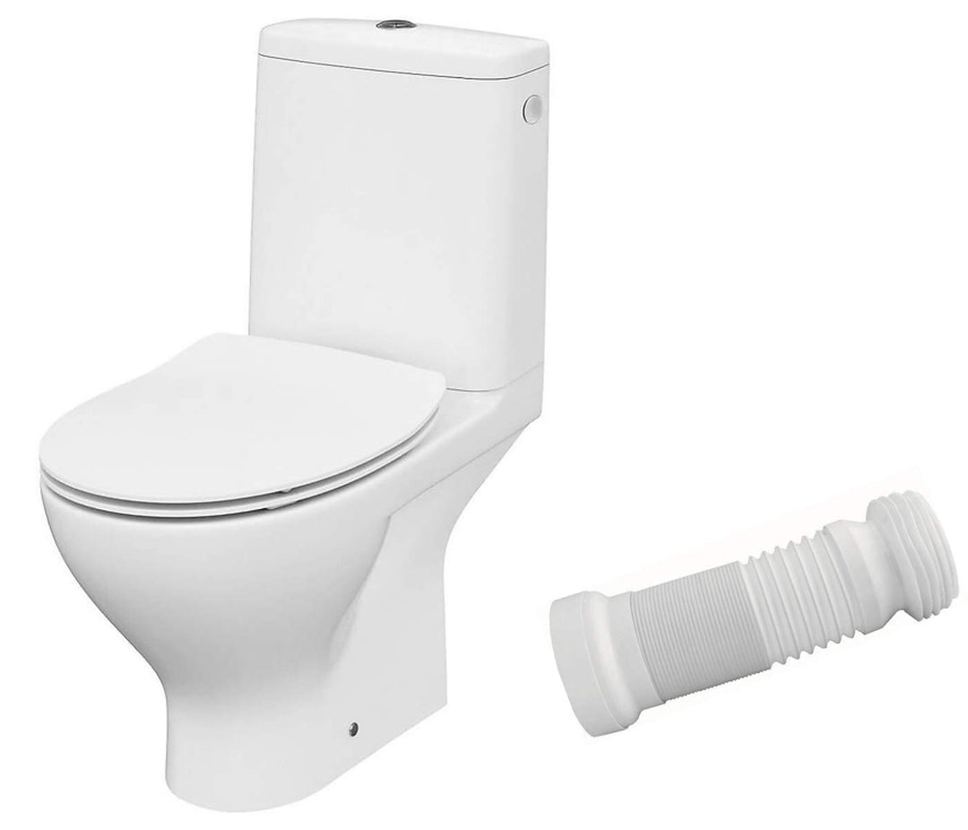 VBChome WC Toilette Stand Spülrandlos Keramik Komplett Set mit Spülkasten WC Sitz aus Duroplast mit