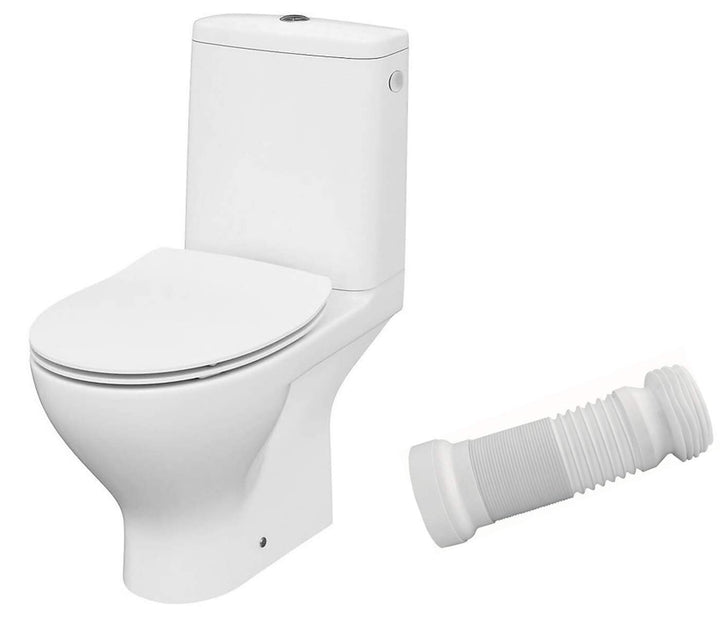 VBChome WC Toilette Stand Spülrandlos Keramik Komplett Set mit Spülkasten WC Sitz aus Duroplast mit