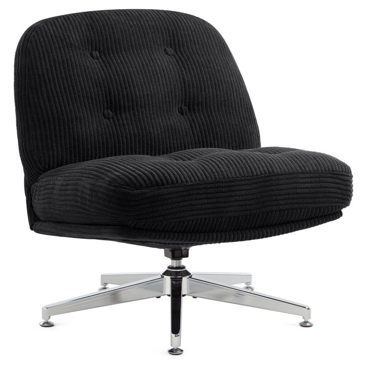 IWMH Bürostuhl ohne Armlehne, Sessel Wohnzimmer mit gekreuzten Beinen, Ergonomischer Drehstuhl mit E