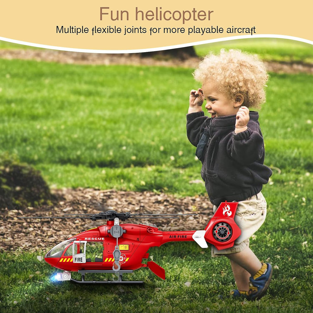 Big Large Helicopter Toy for Boys 2 3 4 5 6 7 - Police Rescue Copter with Crane, Lights & Sounds, Ca