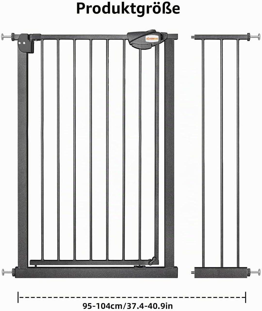 UBRAVOO Babygitter für Türen und Treppen, Höhe 100 cm, Sicherheits-Haustiergitter, Spannungstyp, aut