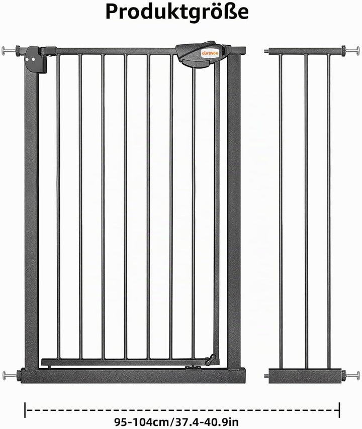 UBRAVOO Babygitter für Türen und Treppen, Höhe 100 cm, Sicherheits-Haustiergitter, Spannungstyp, aut
