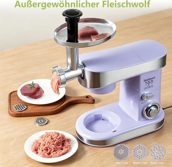 Küchenmaschine, 6 L Knetmaschine 1200W, 6 Geschwindigkeits Küchenmaschine, Teigmaschine mit Rührhake