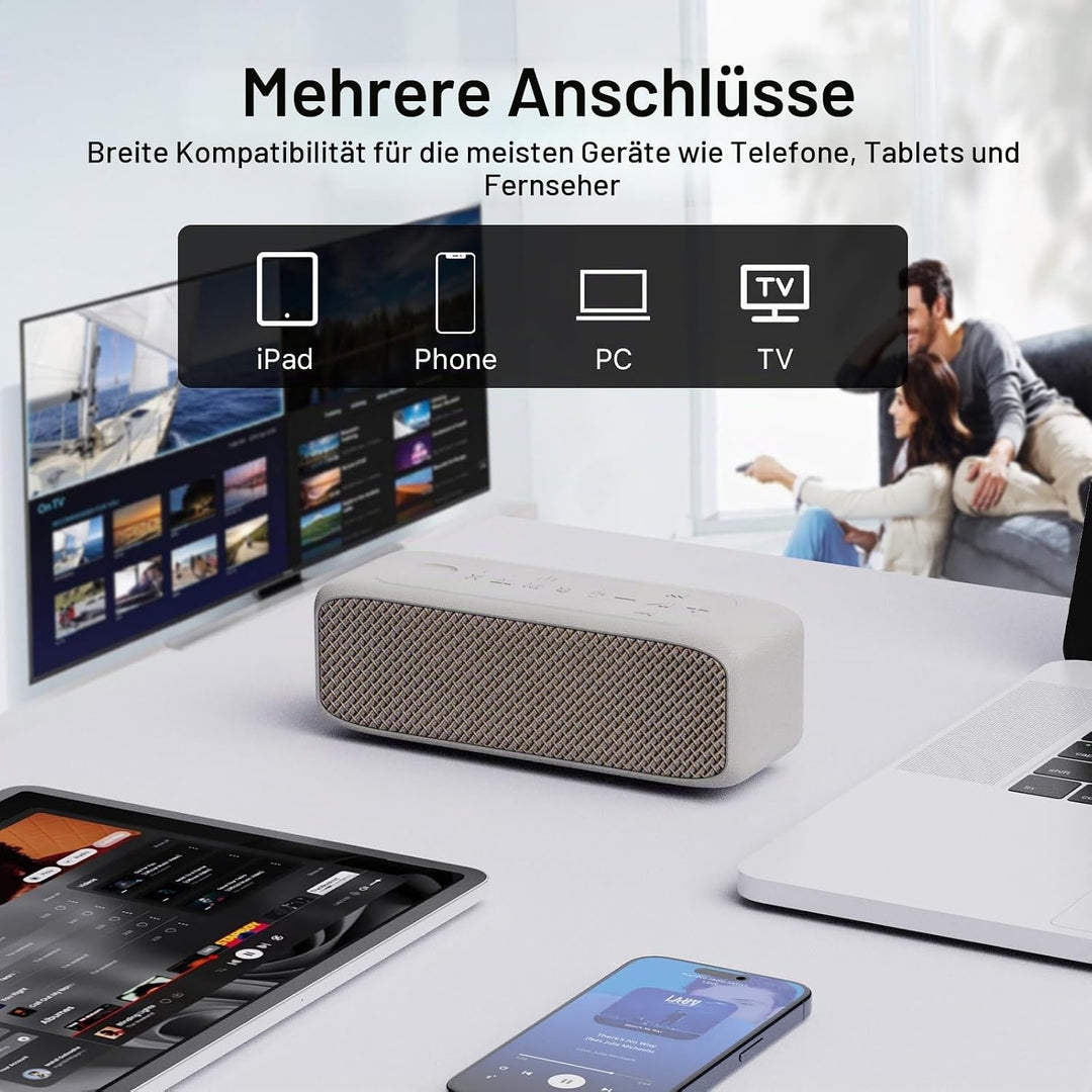 JUOVI kabelloser Tragbarer Bluetooth Lautsprecher, IP68 Wasserdicht, 24 Stunden Spielzeit, Bluetooth