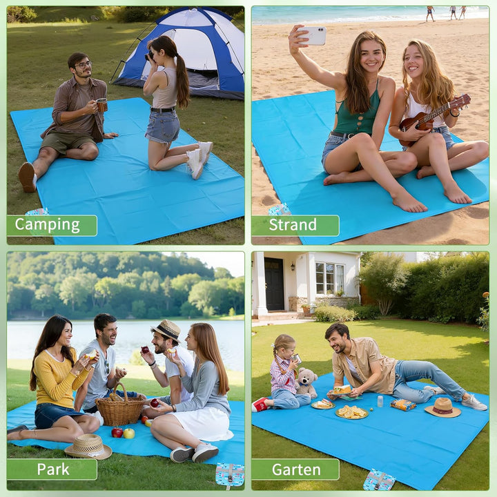 Picknickdecke Outdoor 200 x 150 cm, Faltbar Picnic Blanket Waterproof Leicht und Tragbar Stranddecke