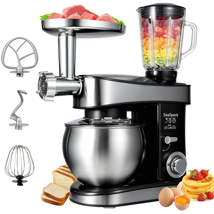 Küchenmaschine, 6 L Knetmaschine 1200W, 6 Geschwindigkeits Küchenmaschine, Teigmaschine mit Rührhake