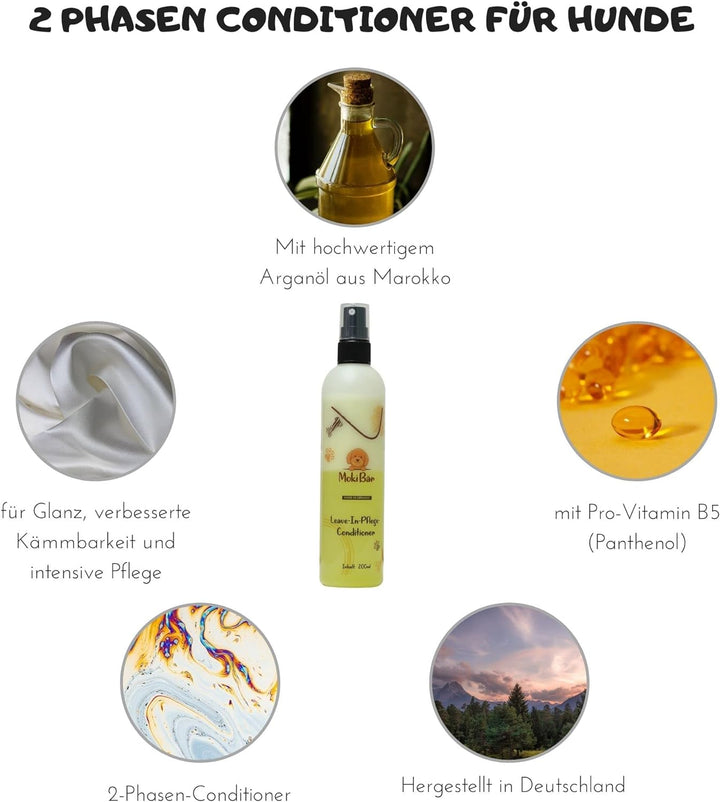 Moki Bär Leave-In-Pflege Conditioner für Hunde 200 ml I Mit wertvollem Arganöl aus Marokko I Für ges