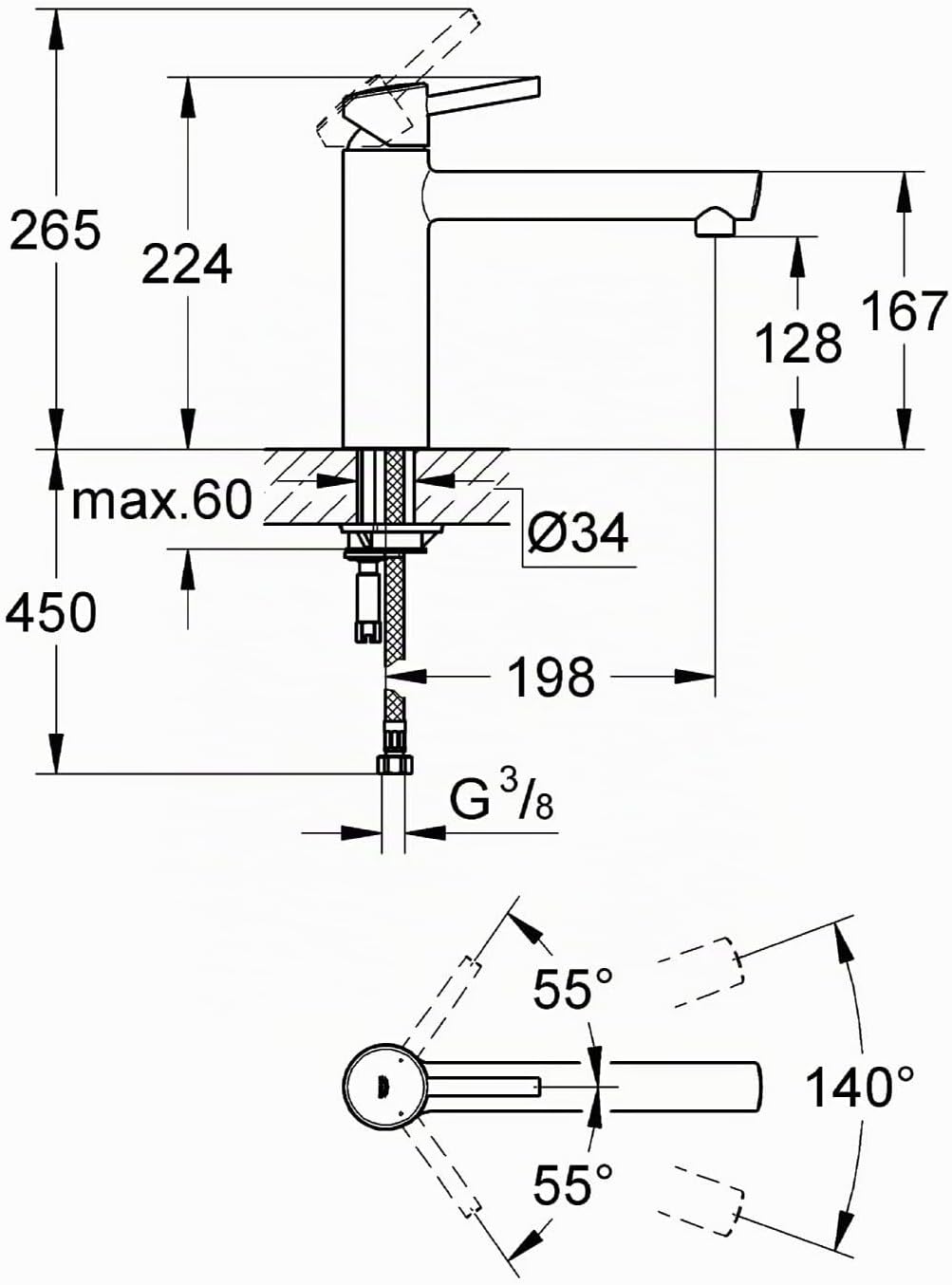 GROHE Concetto Küchenarmatur, mittelhoher Auslauf, Schwenkbereich 140° 31128001, Chrom (alte Variant