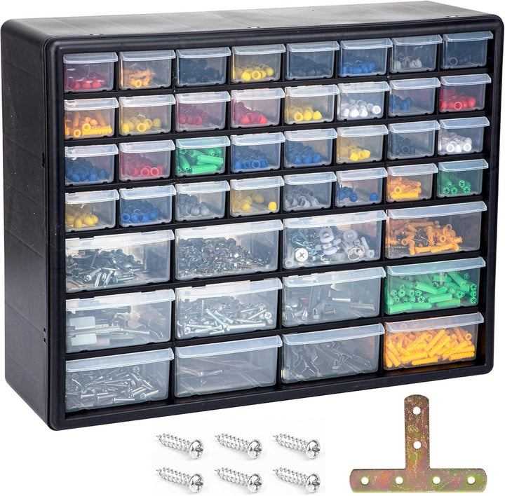 CraftGenes Schrauben-Aufbewahrungs-Organizer – 44-Schubladen Garage & Werkstatt-Box mit verstellbare