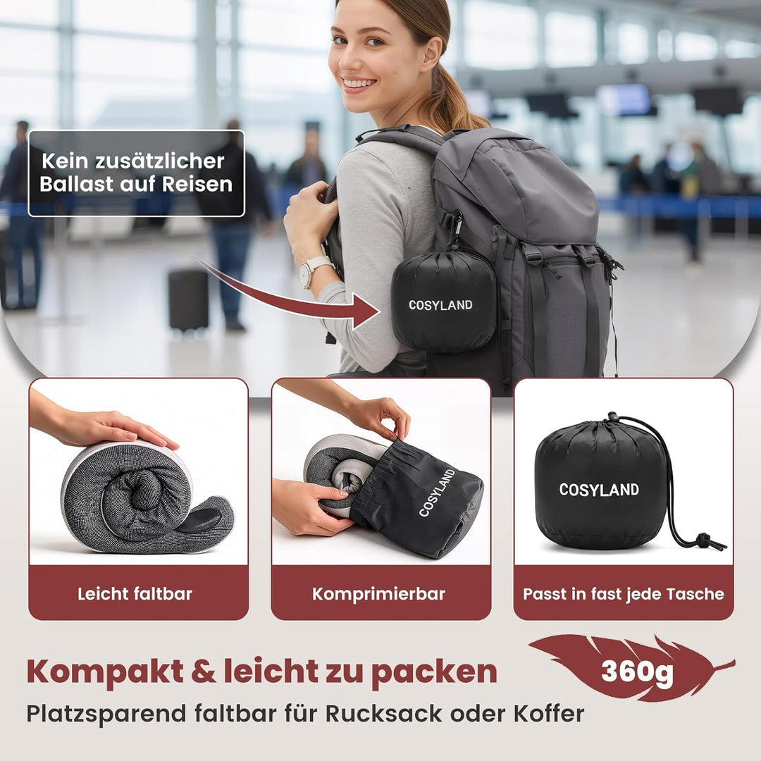 COSYLAND Nackenkissen Flugzeug & Auto - 360° Support Memory Foam Reisekissen Verstellbar - Ergonomis