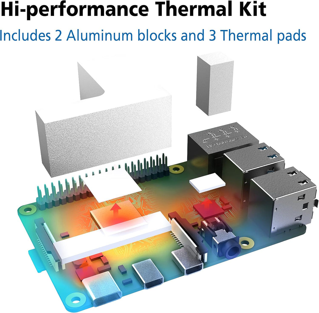 Akasa Pi-4 Pro | Lüfterloses Raspberry Pi 4 Gehäuse | Lüfterloses Gehäuse | Vollaluminium | Thermo-K