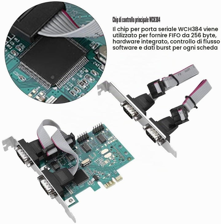 PCI-E Adapter, PCI-E auf RS232 4-Port Serial Port Konverter PCI Express Controller Adapter Erweiteru