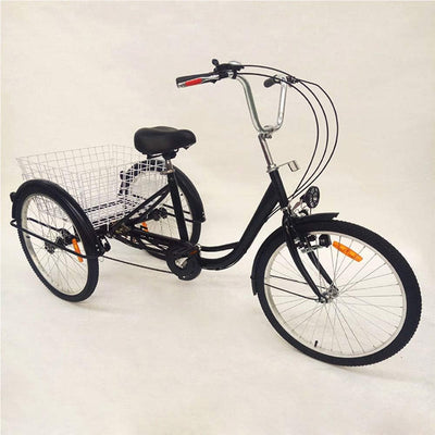 OU BEST CHOOSE 24" 3 Rad Dreirad für Erwachsene mit Lampe 6 Gang Fahrrad, Einkaufskorb Trike Dreirad