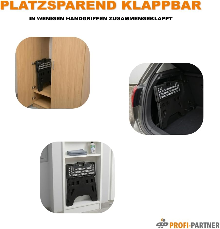 Klappbarer Tritthocker XL, bis 350 kg belastbar, extra grosse Rutschhemmende Standfläche, faltbar, t