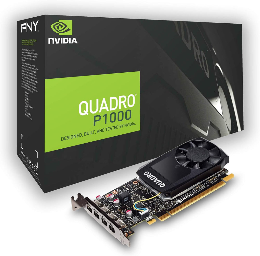 PNY Quadro P1000 Professional Graphic Card 4GB GDDR5 PCI Express 3.0 x16, Single Slot, 4x Mini-Displ