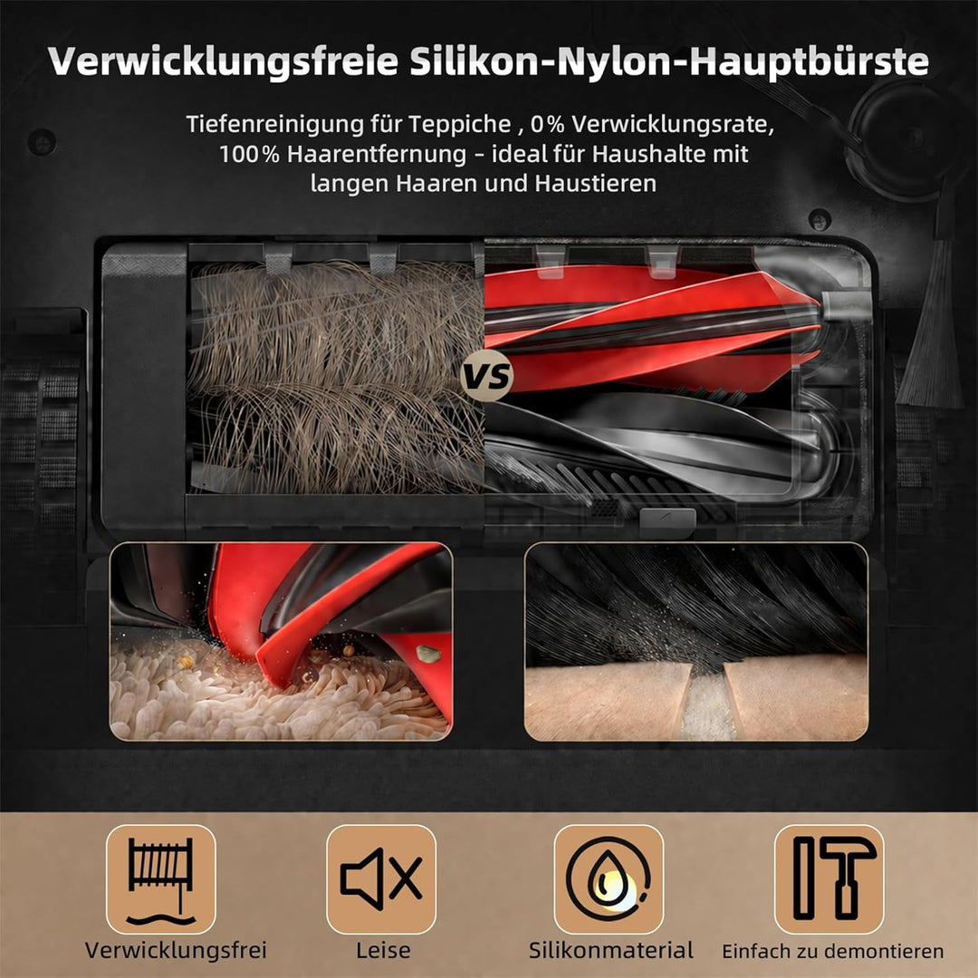 26 Stück Zubehör für Roborock Qrevo Curv 2 Flow Saugroboter, 4 Hauptbürste, 2 Wischwalze, 4 HEPA-Fil