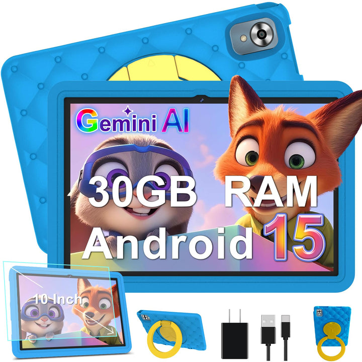 DMOAO Kinder Tablet 10 Zoll Android 15 mit 30GB RAM + 64GB ROM(2TB), 5G WLAN 6, Widevine L1, Elterli