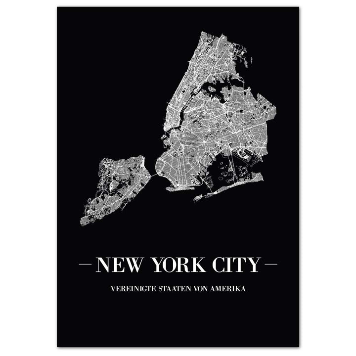JUNIWORDS Stadtposter, New York City, Wähle eine Grösse, 40 x 60 cm, Poster, Schrift A, Schwarz 40 x