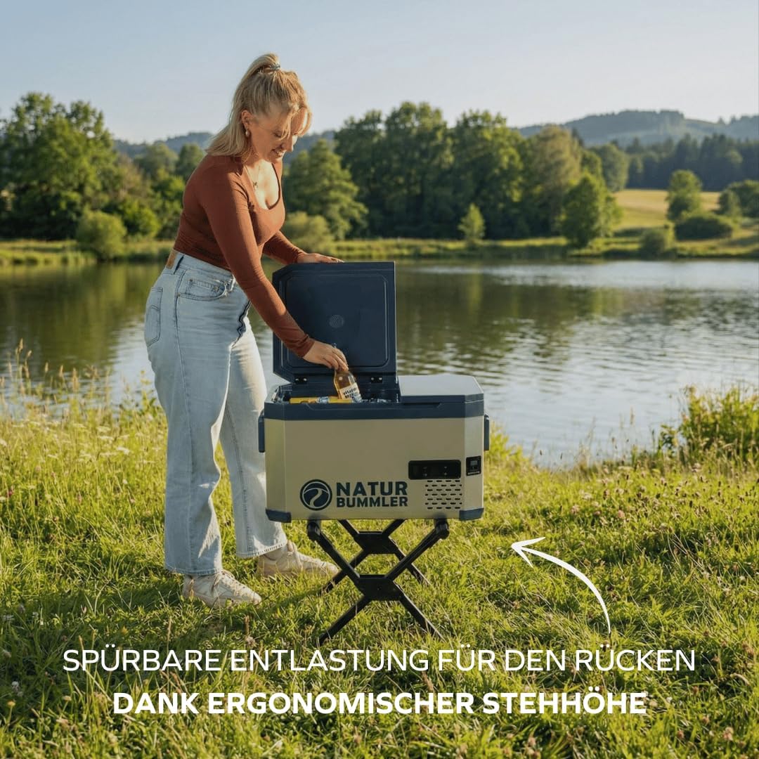 NATURBUMMLER Ständer für Kühlbox [VAC-CORE] Kühlboxständer faltbar (bis zu 55L) Kühltruhenhalter für
