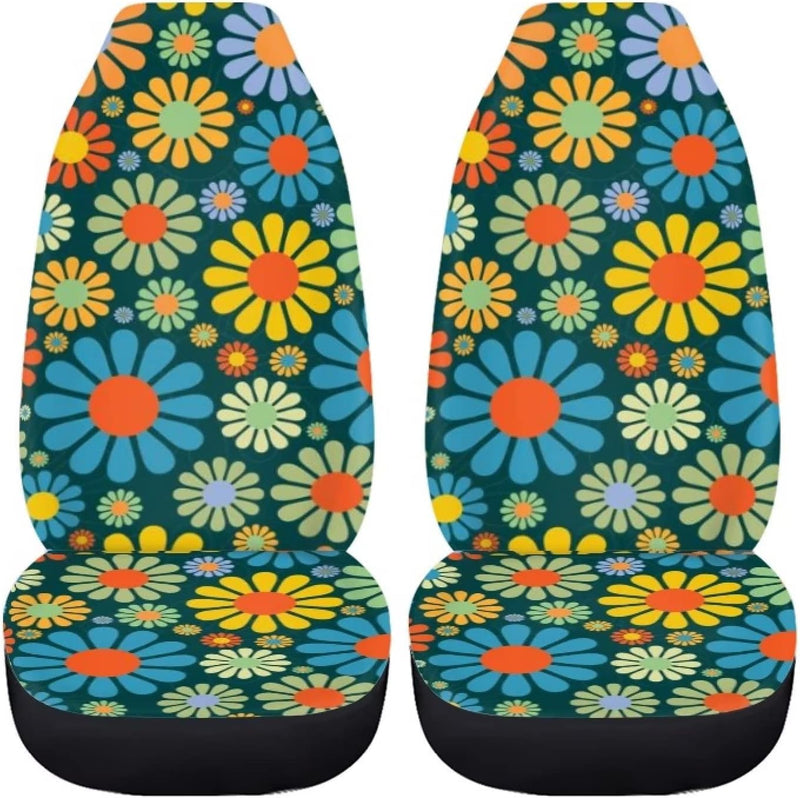 chaqlin Hippie Daisy Auto Sitzbezüge Full Set mit Front Rear Split Bank Sitzschutz für Damen Mädchen