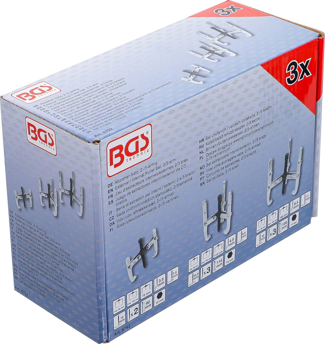 BGS 6792 | Abzieher-Satz, 2-/3-armig | 100 / 120 / 150 mm | 3-tlg.