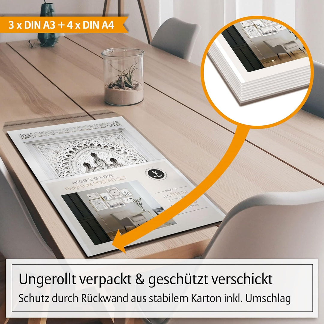 Hyggelig Home Premium Poster Set - 7 passende Bilder im stilvollen Set - Collage Bild Wand Deko - Se