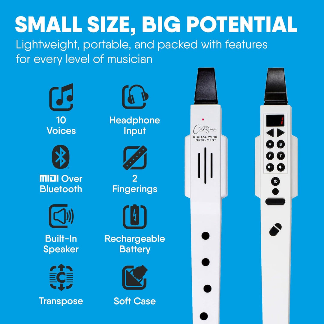Carry-on by Blackstar Digitales Blasinstrument Weiss - 10 Stimmen, integrierter, wiederaufladbarer U