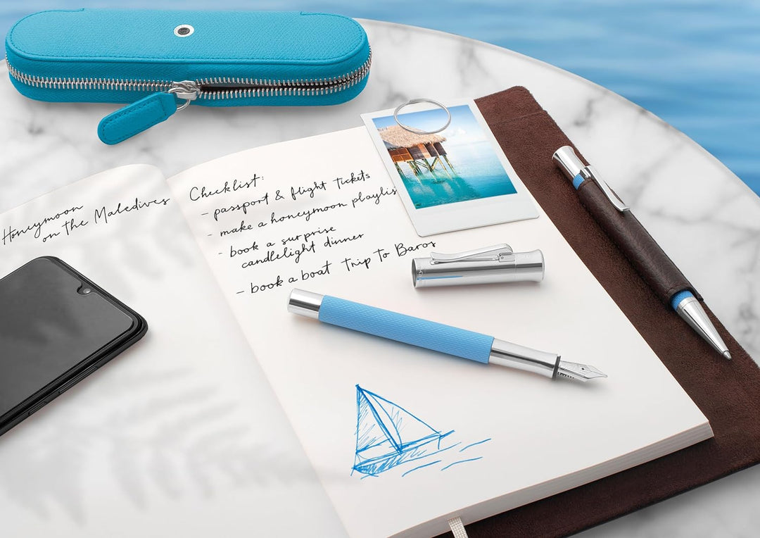Graf von Faber-Castell 146528 - Tintenroller Guilloche Gulf Blue